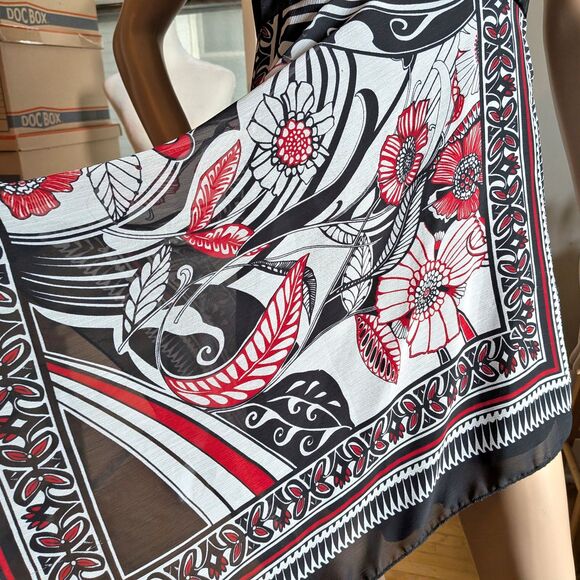 Vintage Y2K Trixxi Halter Dress Red Handkerchief Floral Whimsigoth Jrs Size 5 - Picture 8 of 10